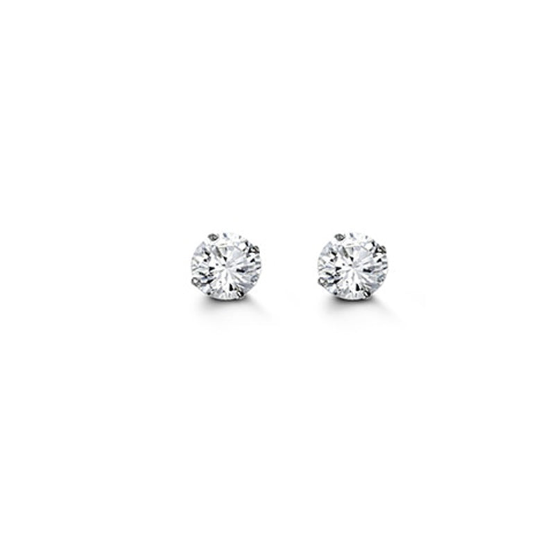 14K White Gold 4mm Round CZ Stud Earrings