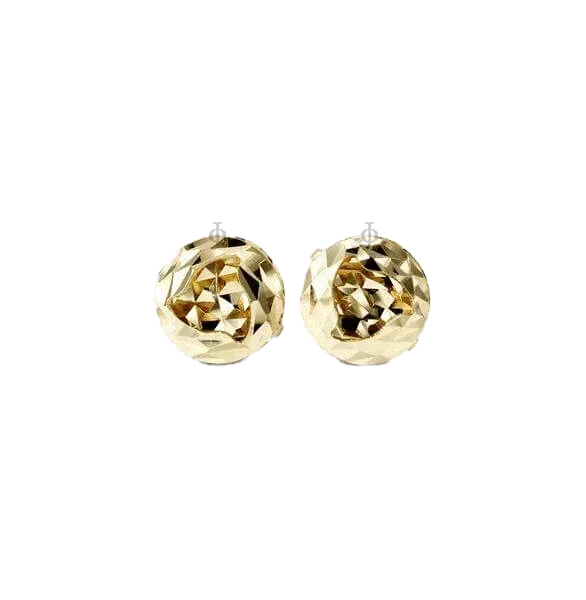 10K Yellow Gold Laser Cut Ball Stud Earrings