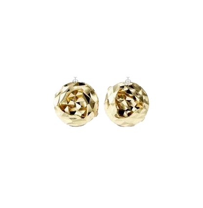 10K Yellow Gold Laser Cut Ball Stud Earrings