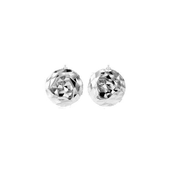 10K White Gold Laser Cut Ball Stud Earrings