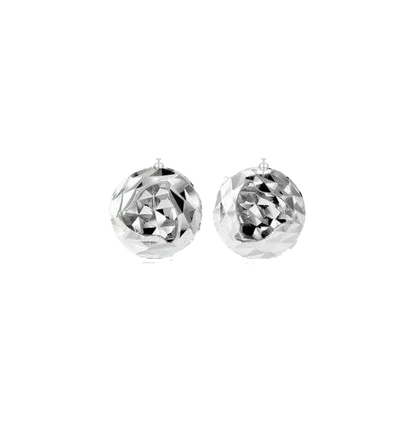 10K White Gold Laser Cut Ball Stud Earrings