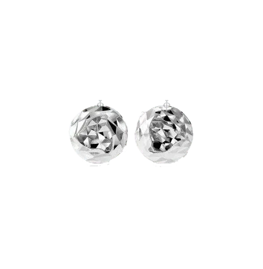10K White Gold Laser Cut Ball Stud Earrings