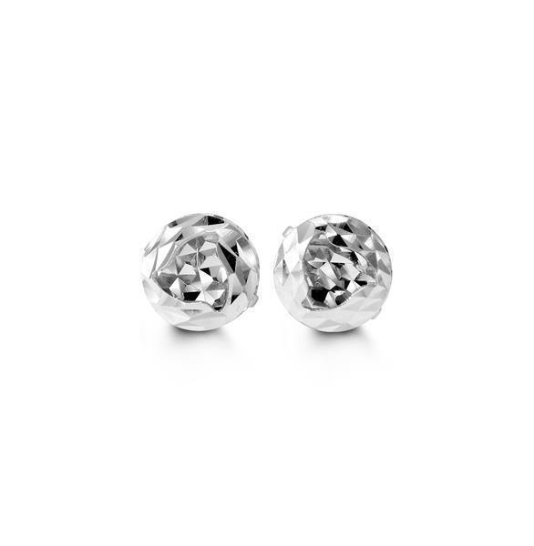 10K White Gold Laser Cut Ball Stud Earrings