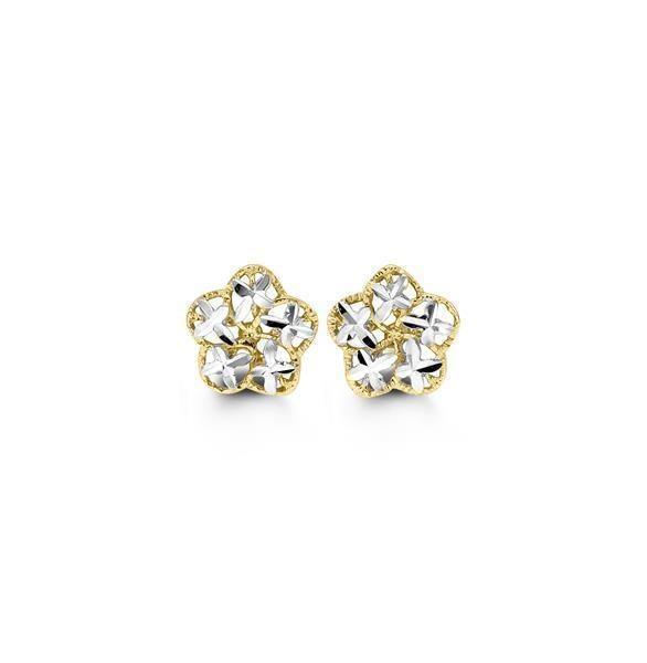 10K White and Yellow Gold Floral Stud Earrings