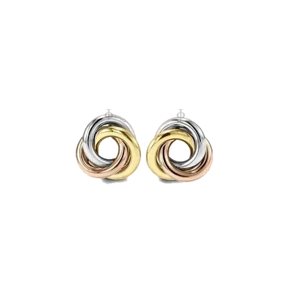 10K Tri Color Gold Twist Knot Stud Earrings