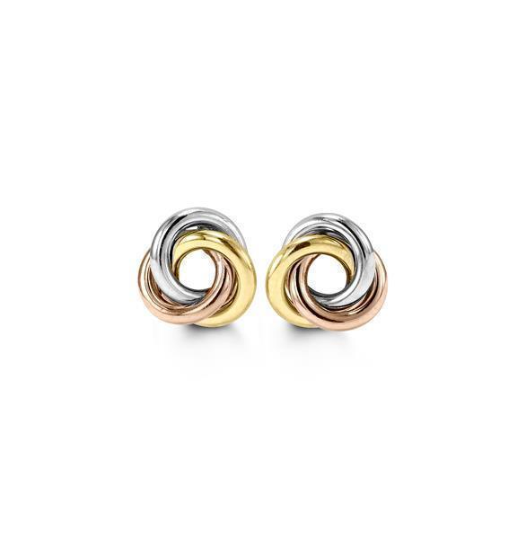 10K Tri Color Gold Twist Knot Stud Earrings