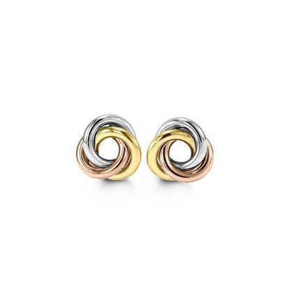 10K Tri Color Gold Twist Knot Stud Earrings