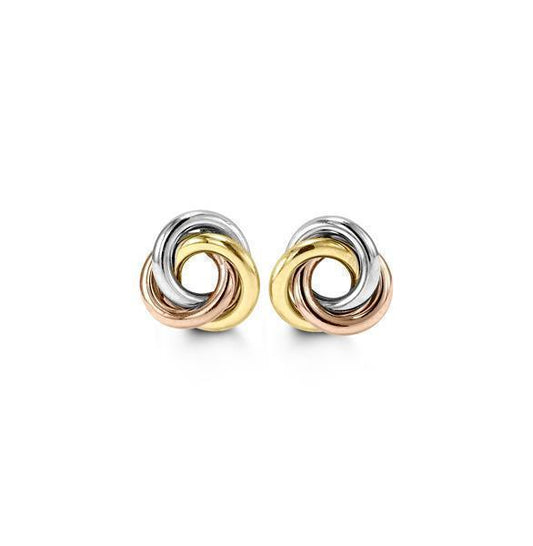10K Tri Color Gold Twist Knot Stud Earrings