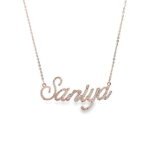 10K Pink Gold 20" 0.90TDW Lab Grown Diamond Saniya Name Necklace