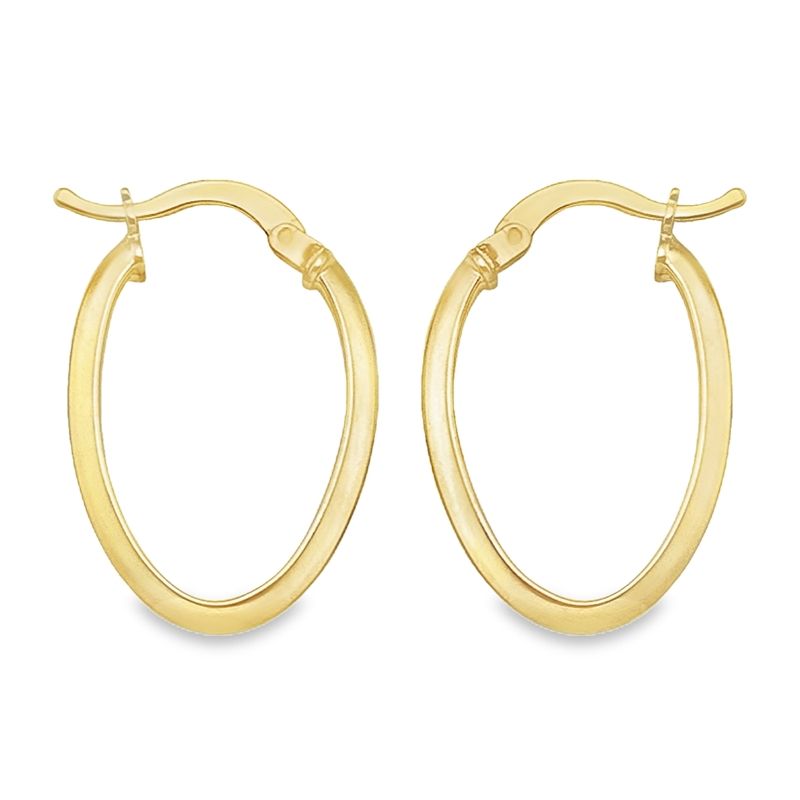 Oval Knife Edge Hoop Earrings in 10K and 14K Yellow Gold