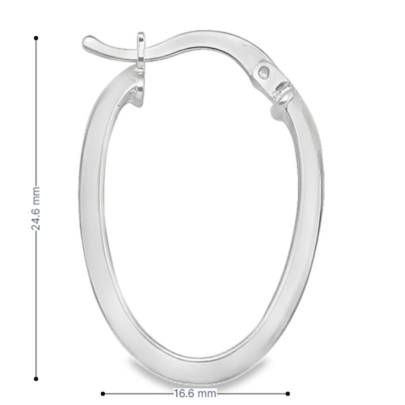 10K, 14K White Gold Oval Hoop Earrings