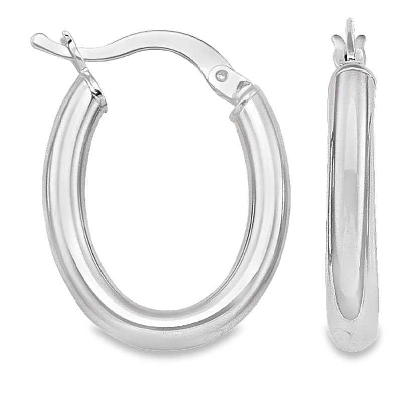 10K 14K White Gold Oval 3MM Tube Earrings