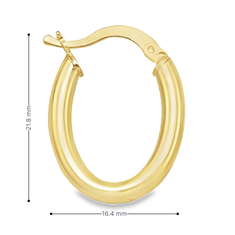 14K Yellow Gold Oval Classic Hoop Earrings