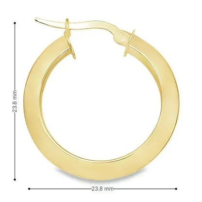 14K Yellow Solid Gold Knife Edge Hoop Earrings