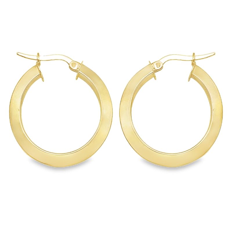 14K Yellow Gold Knife Edge Hoop Earrings