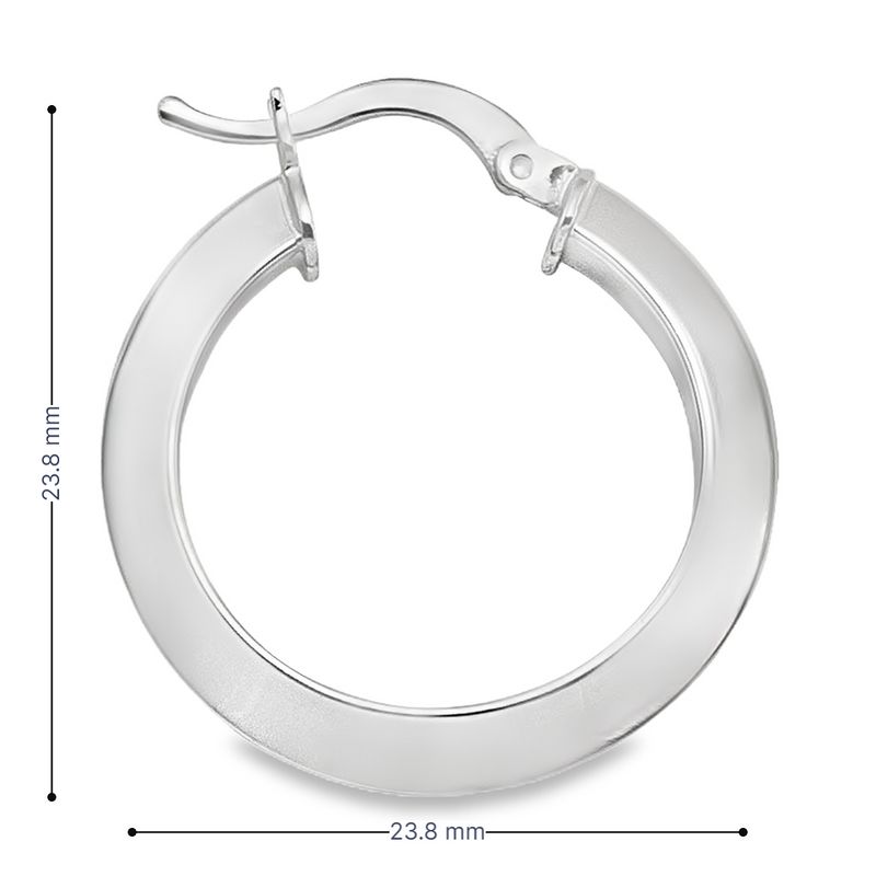 14K White Solid Gold Knife Edge Hoop Earrings