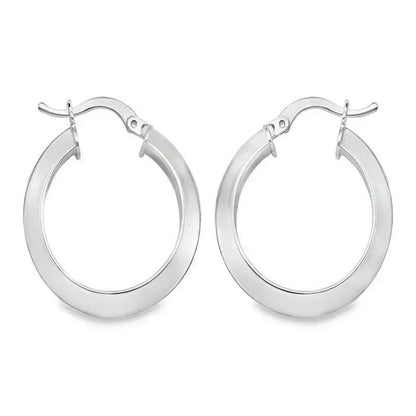 Knife Edge Hoop Earrings in 14K White Gold