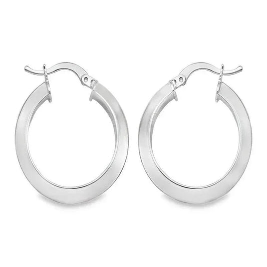 Knife Edge Hoop Earrings in 14K White Gold