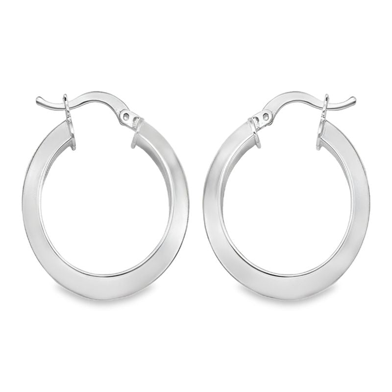 Knife Edge Hoop Earrings in 14K White Gold