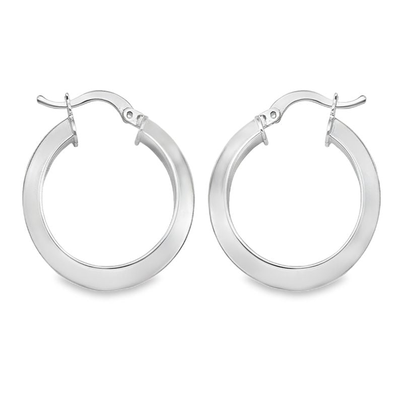 14K White Gold Knife Edge Hoop Earrings