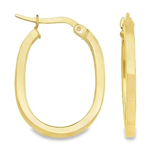 10K, 14K Yellow Gold Oval Square 2.1 mm Tube Earrings