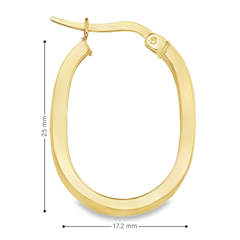 10K, 14K Yellow Gold Oval Square 2.1 mm Tube Earrings