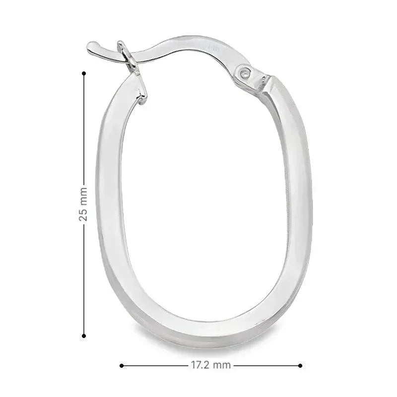 10K, 14K White Gold Oval Square 2.1 mm Tube Earrings