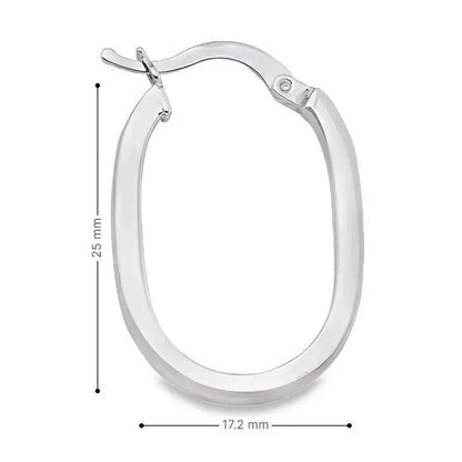 10K, 14K White Gold Oval Square 2.1 mm Tube Earrings