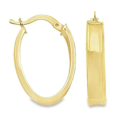 10K, 14K Yellow Gold 4.7 MM Oval Hoop Earrings