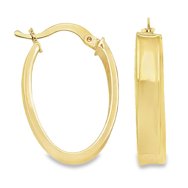 10K 14K Yellow Gold 4.7 MM Oval Hoop Earrings