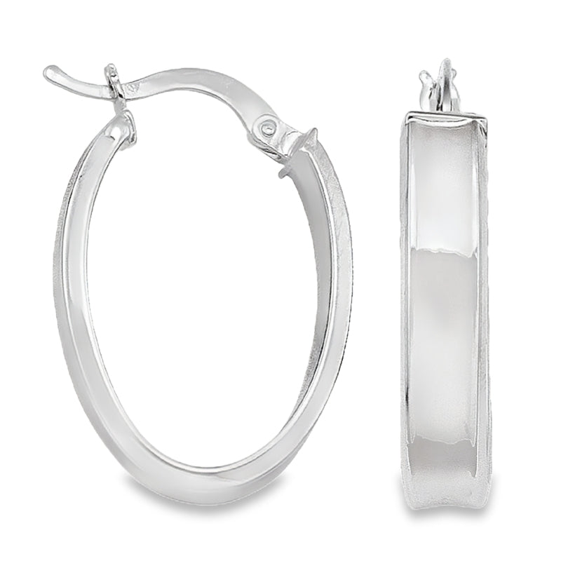 10K 14K White Gold 4.7 MM Oval Hoop Earrings