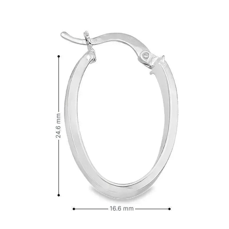 10K, 14K White Gold 4.7 MM Oval Hoop Earrings