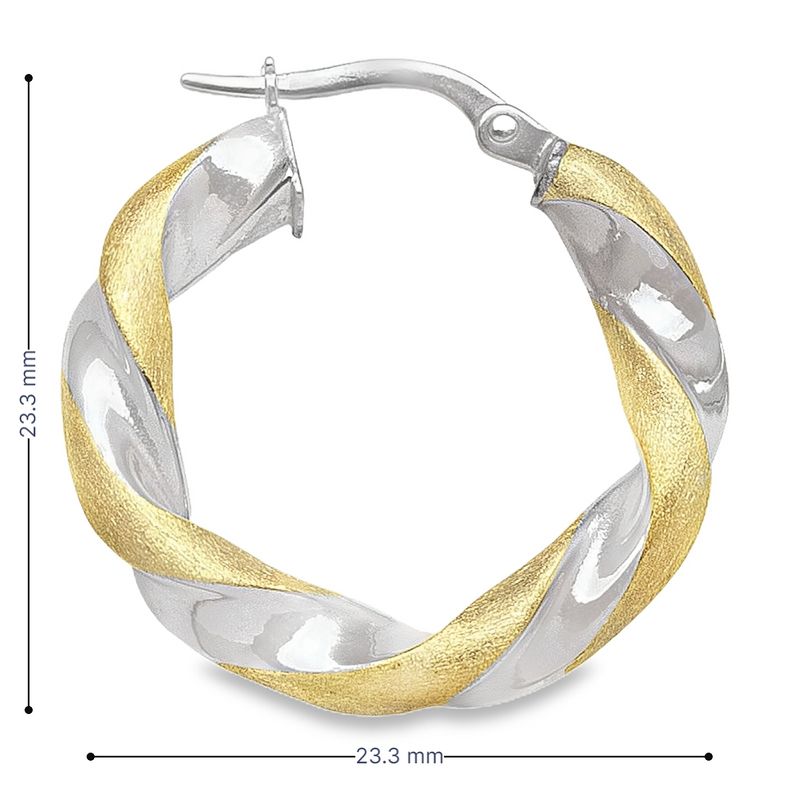 14K Yellow and White Gold Twisted Hoop Earrings