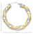 14K Yellow and White Gold Satin Finished Twisted Hoop Earrings