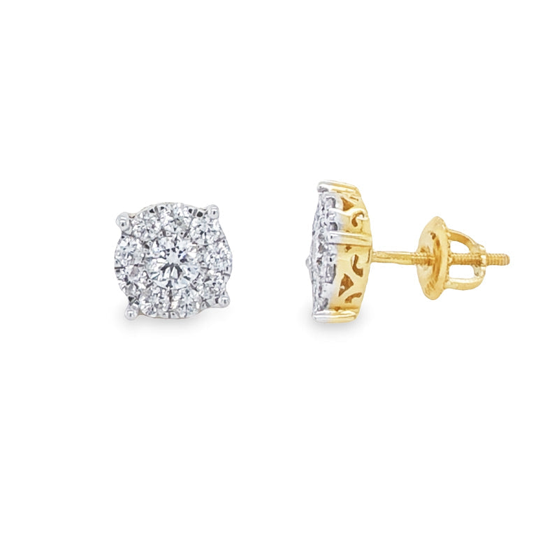 14k Yellow Gold 1.00TDW Diamond Imperial Style Stud Earring