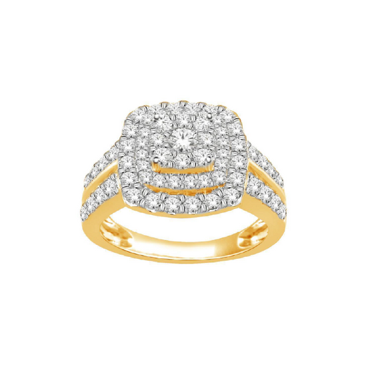 14K Yellow Gold 2.00TDW Diamond Solitaire Halo Engagement Ring