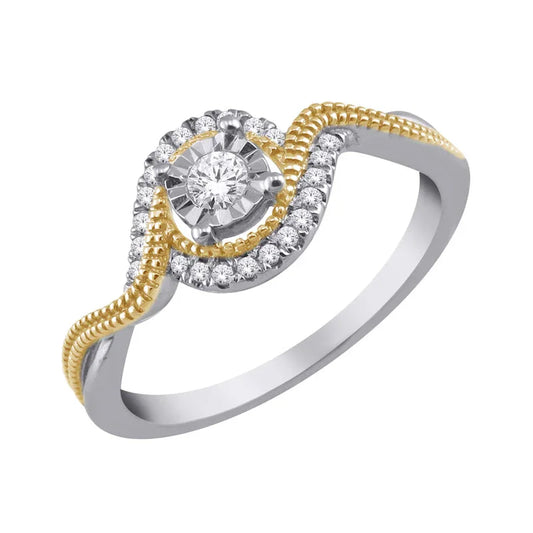0.12TDW Diamond Ring in 10K Yellow and White Gold