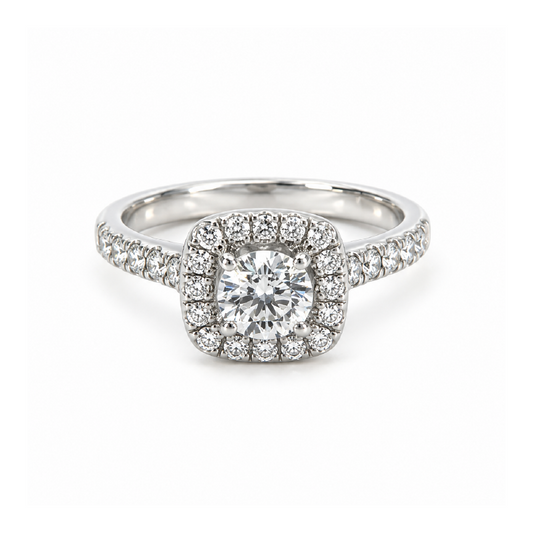 1.30TDW 14K White Gold Diamond Engagement Ring