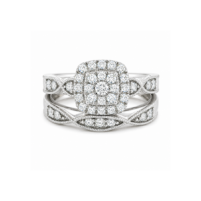 0.50 TDW 10K White Gold Diamond Bridal Set