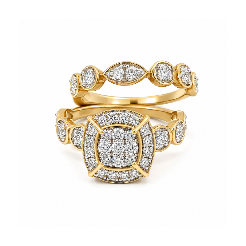 0.50TDW 10K Yellow Gold Diamond Wedding Set