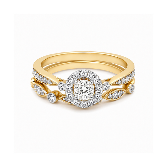 0.50 TDW 14K Yellow Gold Diamond Bridal Set