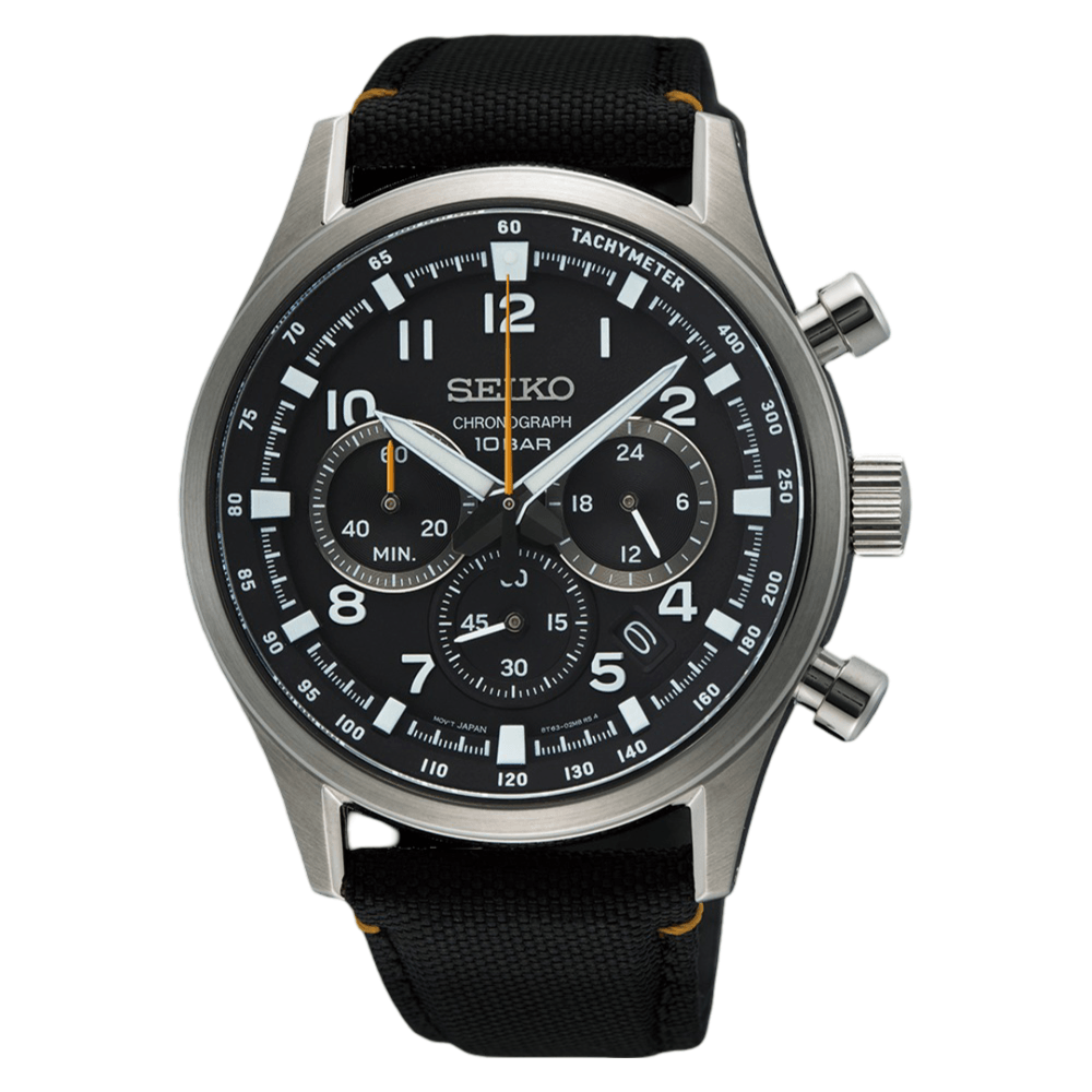 Seiko chronograph 100m leather online