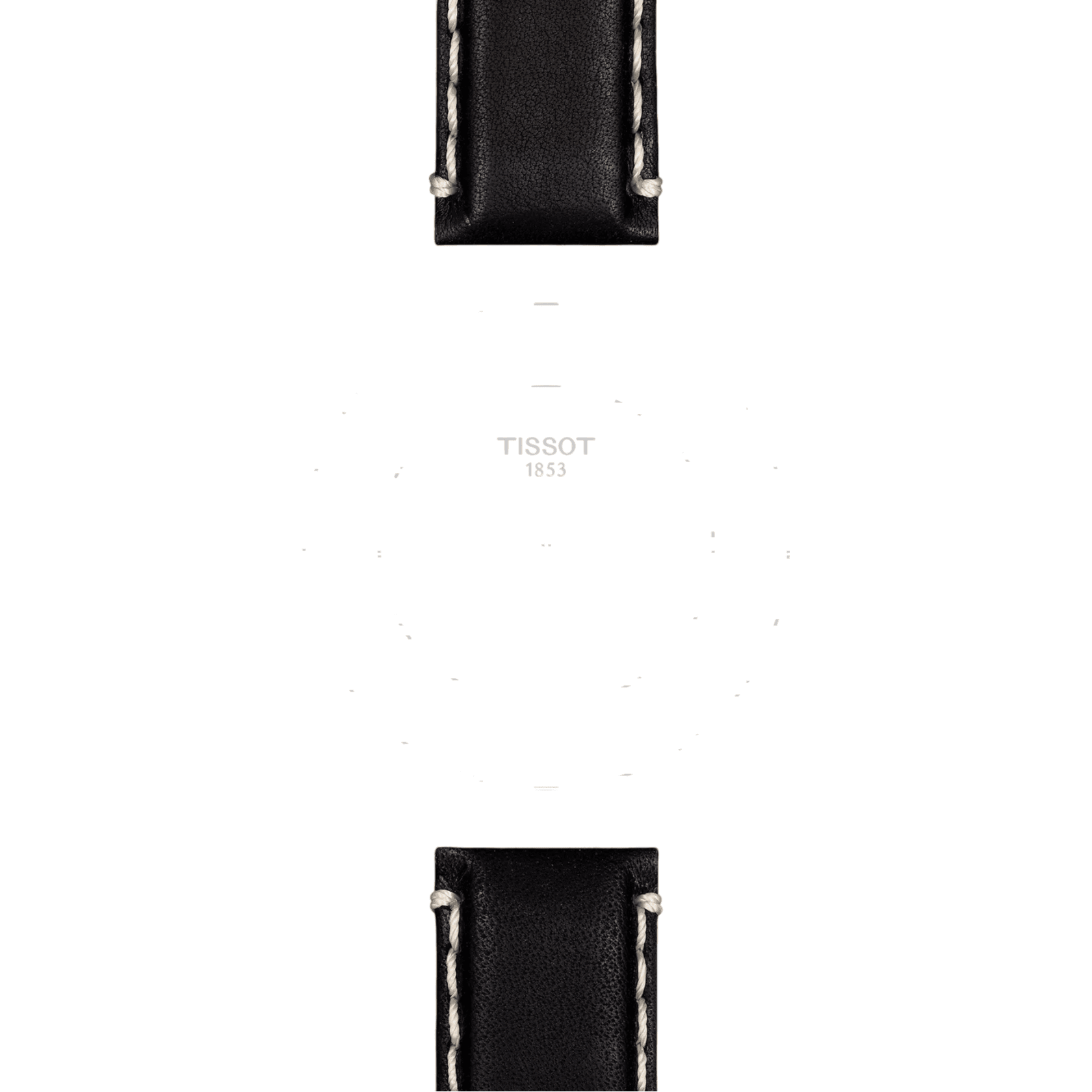 Tissssot watch strap Supersport Chrono Black leather seams White steel buckle T600.044.982