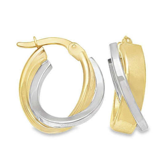 14K Two-Tone Gold Fancy Hoop Earrings