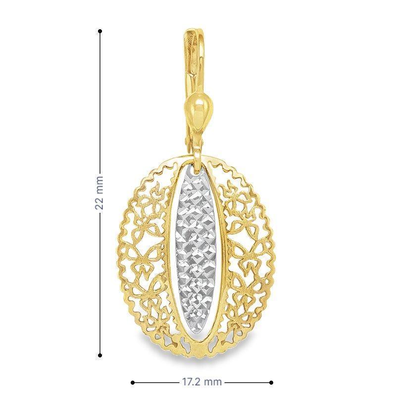 14K Two-Tone Gold Oval Filigree Drop Earrings