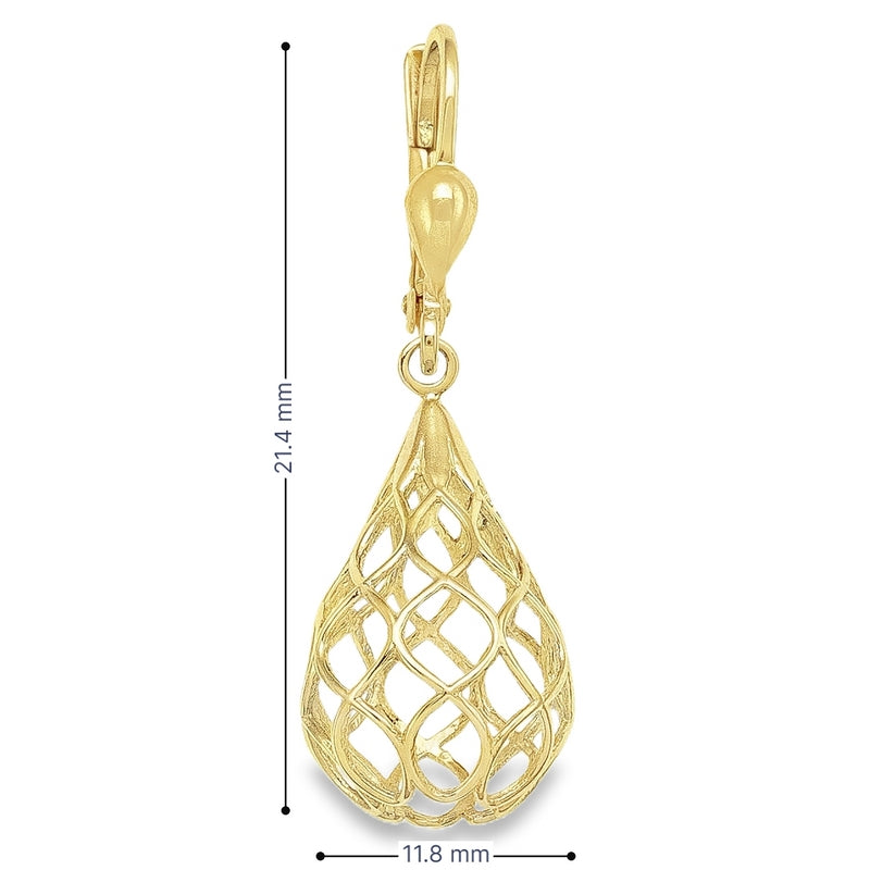 14K Yellow Gold Openwork Filigree Teardrop Earrings