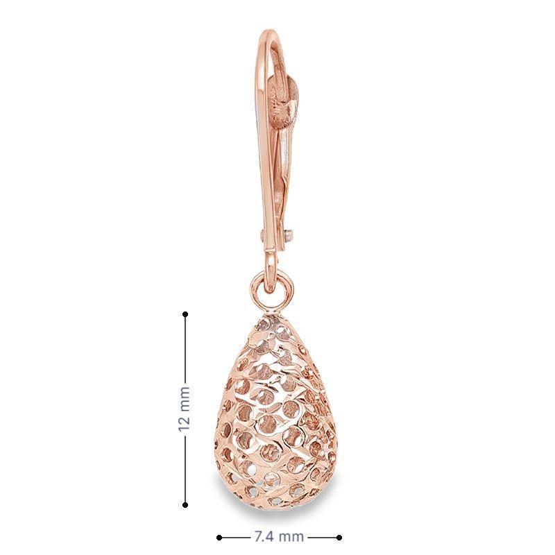 10K Rose Gold Fancy Diamond Cut Tear Drop Earrings