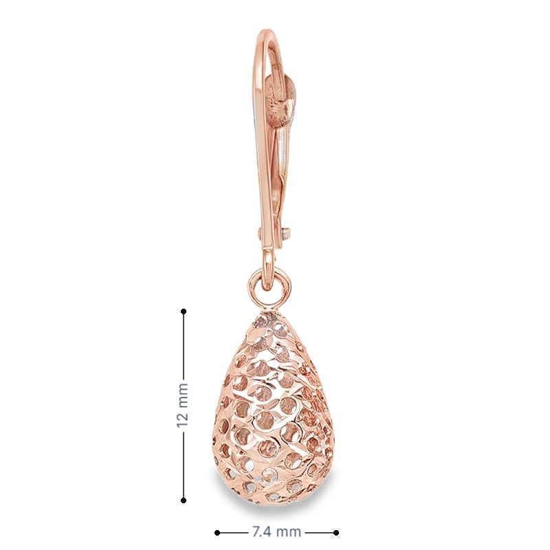 10K Rose Gold Fancy Diamond Cut Tear Drop Earrings