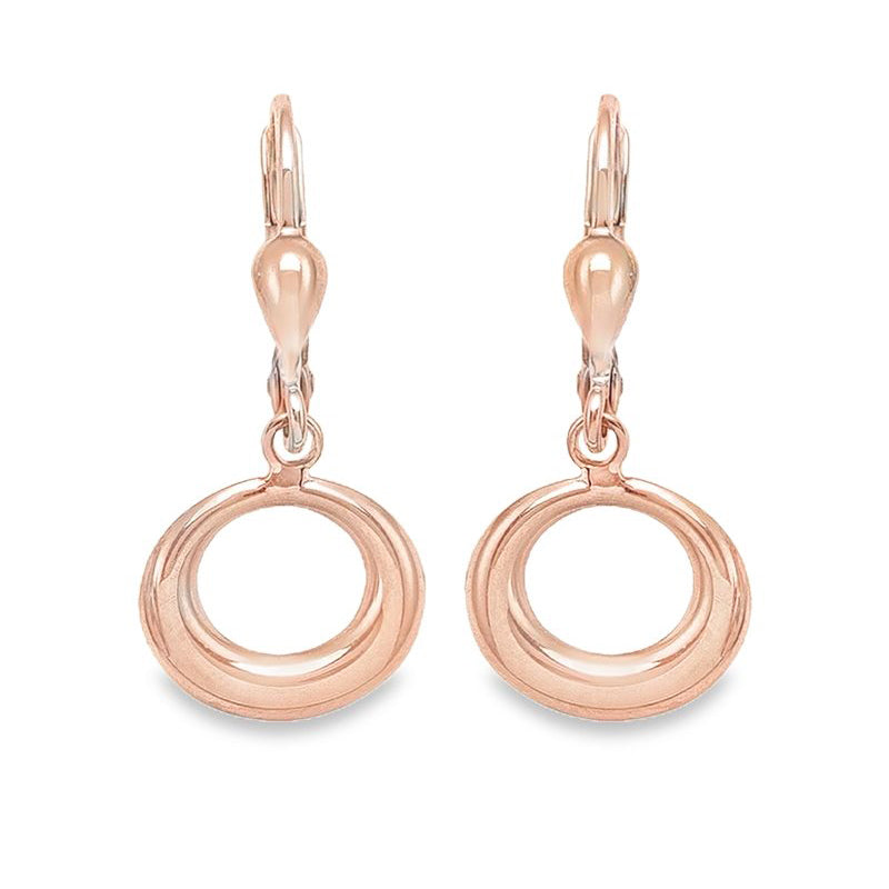 10K Rose Gold Fancy Circle Drop Earrings