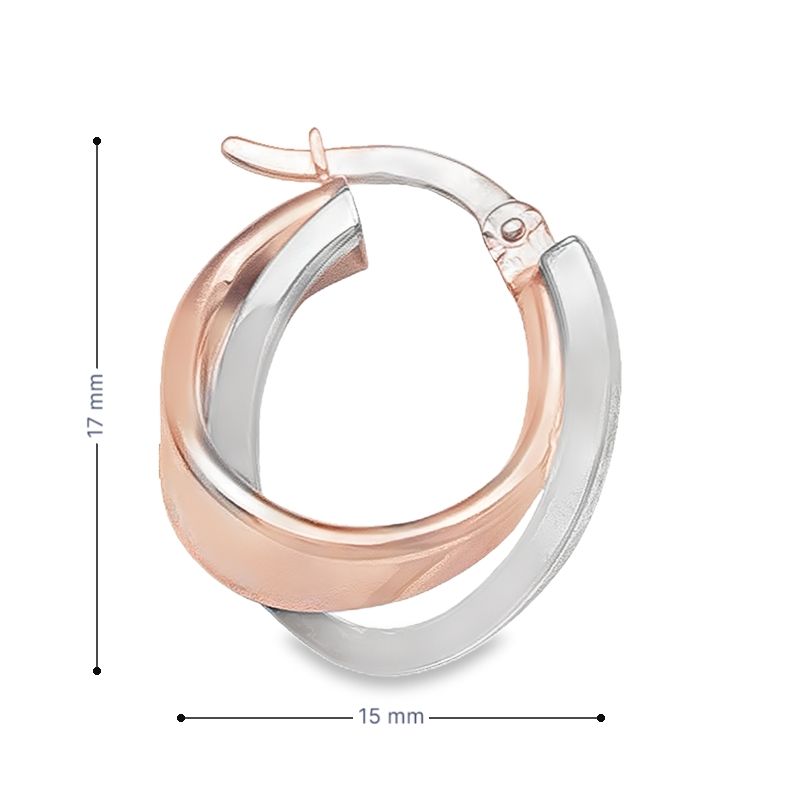 14K Pink and White Gold Fancy Hoop Earrings